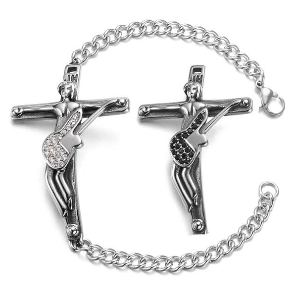 link, chain johnny hallyday collection bracelet croix guitare 316 stainless steel jewelry for men women concert gift, Black
link, chain johnny hallyday collection bracelet croix guitare 316 stainless steel jewelry for men women concert gift, Black