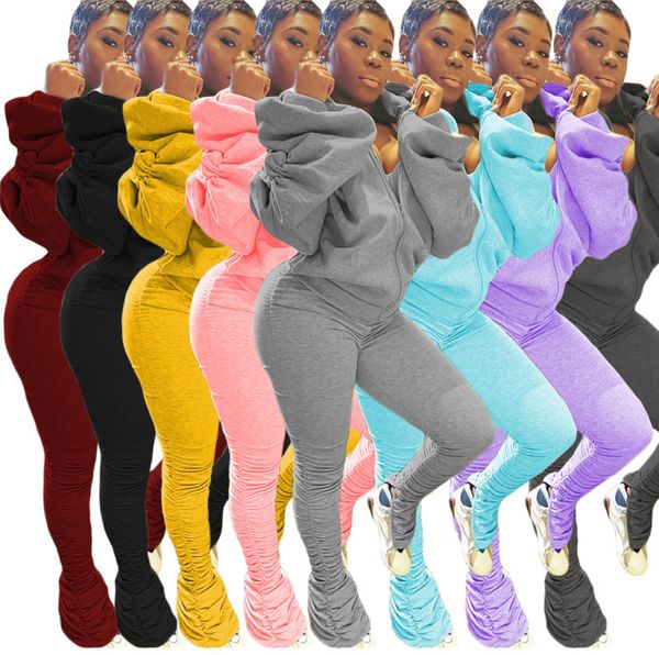 women 2 piece set tracksuits fashion pleated split pant bubble sleeve backless hooded zip cardigan outfits ladies casual solid sports suits, Gray
women 2 piece set tracksuits fashion pleated split pant bubble sleeve backless hooded zip cardigan outfits ladies casual solid sports suits, Gray