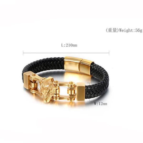 charm bracelets 12mm wide 8.26" mens 316l stainless steel wolf head bracelet black leather wristband jewelry, Golden;silver
charm bracelets 12mm wide 8.26" mens 316l stainless steel wolf head bracelet black leather wristband jewelry, Golden;silver