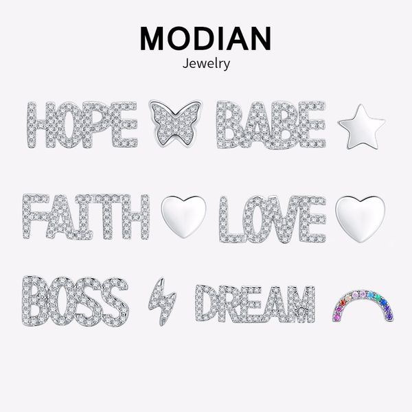 modian new arrival 100% 925 sterling silver 6 style ins fashion letter stars stud earrings cute charm clear cz jewelry for women, Golden;silver
modian new arrival 100% 925 sterling silver 6 style ins fashion letter stars stud earrings cute charm clear cz jewelry for women, Golden;silver