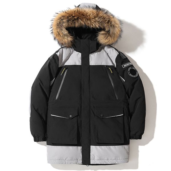 winter men's down coat new real fur collar hooded white duck down jacket men overcoat thicken warm windproof long down parkas, Black
winter men's down coat new real fur collar hooded white duck down jacket men overcoat thicken warm windproof long down parkas, Black