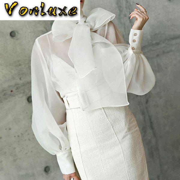 women's blouses & shirts elegant fashion runway women blouse 2021 spring autumn white black mesh lady long sleeve bow tie
women's blouses & shirts elegant fashion runway women blouse 2021 spring autumn white black mesh lady long sleeve bow tie