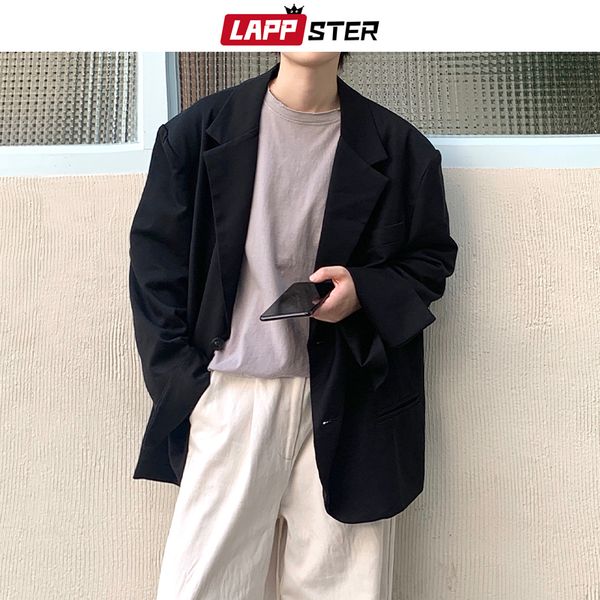 men's suits & blazers lappster vintage men harajuku black blazer jacket 2021 mens japanese streetwear jackets coats couple hip hop fash, White;black
men's suits & blazers lappster vintage men harajuku black blazer jacket 2021 mens japanese streetwear jackets coats couple hip hop fash, White;black
