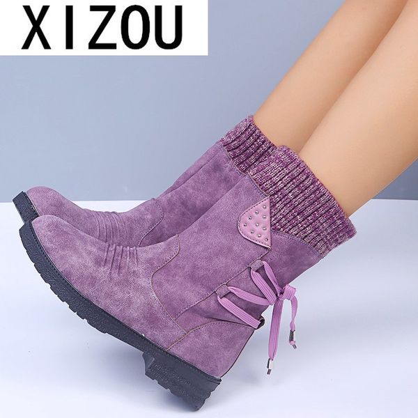 women boots fashion winter pu mid-calf boots with back lace-up design warm solid color low heels shoes botas mujer 2020, Black
women boots fashion winter pu mid-calf boots with back lace-up design warm solid color low heels shoes botas mujer 2020, Black
