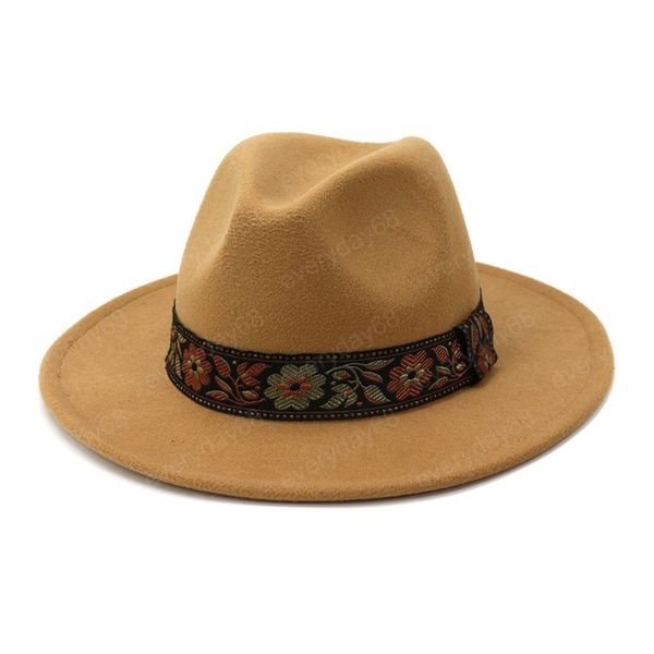 new classic solid color felt fedoras hat for men women handmade embroidery flower pattern panama gamble jazz cap 58cm, Blue;gray
new classic solid color felt fedoras hat for men women handmade embroidery flower pattern panama gamble jazz cap 58cm, Blue;gray