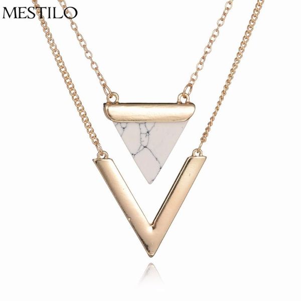 mestilo marble necklaces white black faux stone 2 layer choker chain v shape triangle jewelry pendants women costume accessory, Silver
mestilo marble necklaces white black faux stone 2 layer choker chain v shape triangle jewelry pendants women costume accessory, Silver