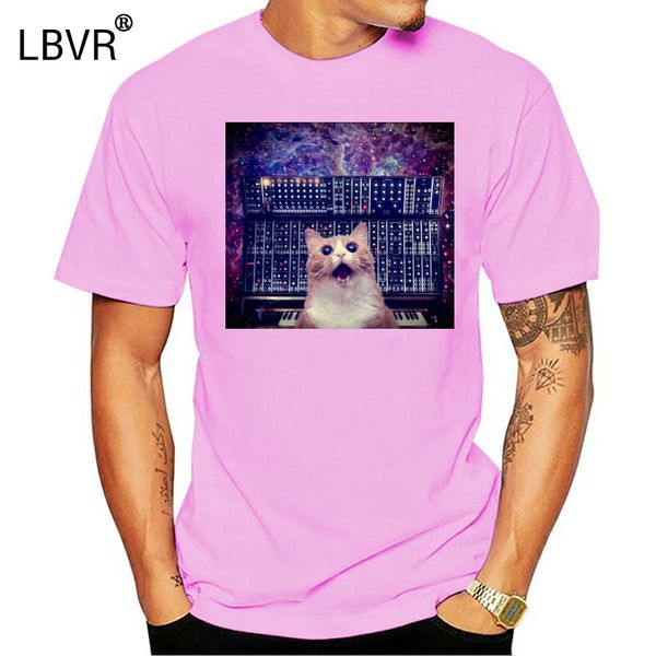 cats on synthesizers in space title men women t shirt(1