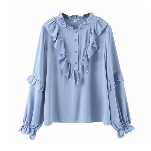 sweet ruffled women blouses ruffled collar long sleeve light blue shirts female cute casual blusas mujer, White
sweet ruffled women blouses ruffled collar long sleeve light blue shirts female cute casual blusas mujer, White