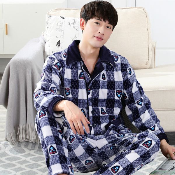 men's sleepwear thickening coralline velvet pajamas autumn winter long sleeve suits flannel household clothes warm male h5626, Black;brown
men's sleepwear thickening coralline velvet pajamas autumn winter long sleeve suits flannel household clothes warm male h5626, Black;brown