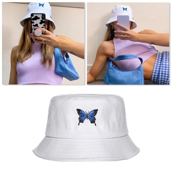 wide brim hats panama with butterfly canvas bucket hat white caps wearable visor double-sided embroider outdoor travel basin z0h7, Blue;gray
wide brim hats panama with butterfly canvas bucket hat white caps wearable visor double-sided embroider outdoor travel basin z0h7, Blue;gray