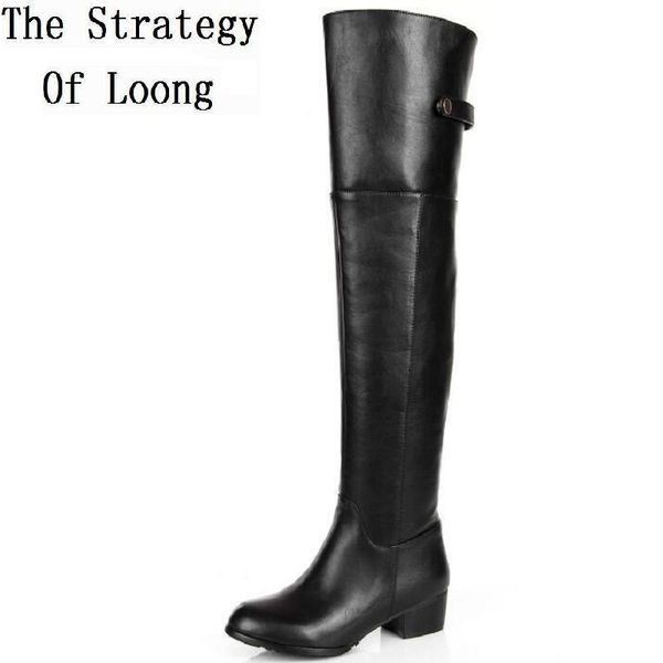 boots genuine leather women winter long over the knee buckle low heel fashion flat big size plus 34-45, Black
boots genuine leather women winter long over the knee buckle low heel fashion flat big size plus 34-45, Black