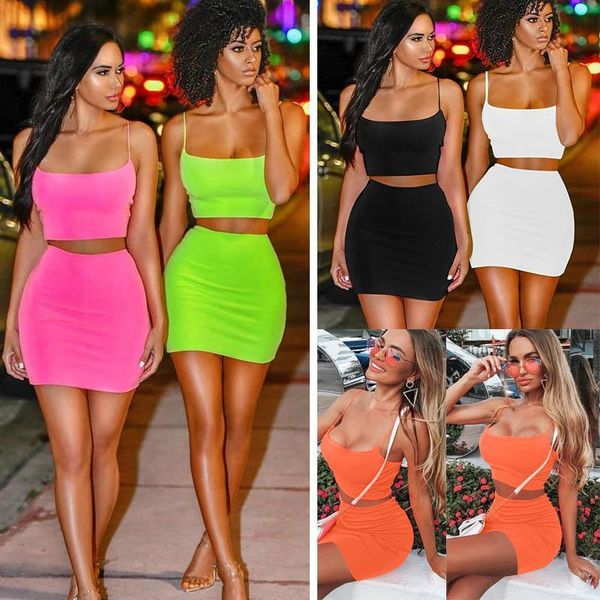 women summer 2 two piece outfits sets fluorescent sleeveless vest tank crop mini skirts suits clothes streetwear party clothing, White
women summer 2 two piece outfits sets fluorescent sleeveless vest tank crop mini skirts suits clothes streetwear party clothing, White