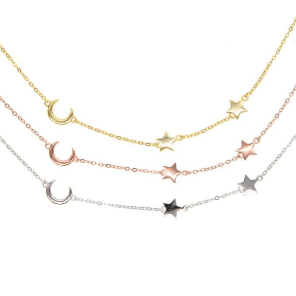 chains genuine 925 sterling silver fashion collarbone chain little moon star pendant necklaces 3 color 40+5cm for women wedding jewelry
chains genuine 925 sterling silver fashion collarbone chain little moon star pendant necklaces 3 color 40+5cm for women wedding jewelry