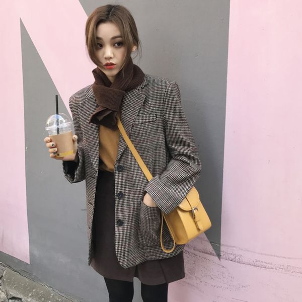 women autumn winter overcoat long jacket female notched collar plaid coat with buttons vintage elegant manteau femme hiver, Black;brown
women autumn winter overcoat long jacket female notched collar plaid coat with buttons vintage elegant manteau femme hiver, Black;brown