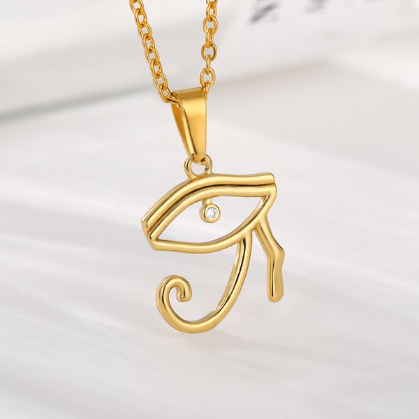 the eye of horus the egyptian demon crystal pendant necklace for men and women stainless steel clavicle chain jewelry, Silver
the eye of horus the egyptian demon crystal pendant necklace for men and women stainless steel clavicle chain jewelry, Silver