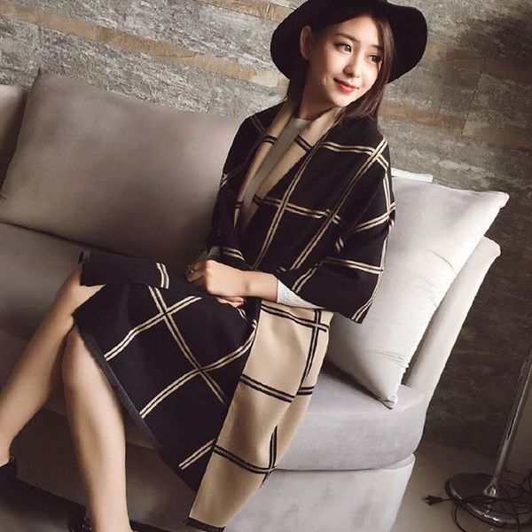women's scarf double plaid autumn and winter air conditioning shawl thickened autumn and winter office cape, Blue;gray
women's scarf double plaid autumn and winter air conditioning shawl thickened autumn and winter office cape, Blue;gray