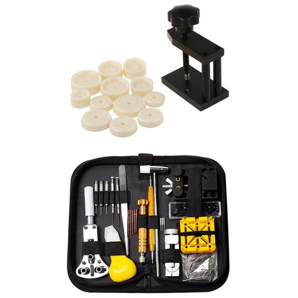 watch crystal front back case cover screw press presser closing tool + 12 dies with 148pcs watch repair kit
watch crystal front back case cover screw press presser closing tool + 12 dies with 148pcs watch repair kit