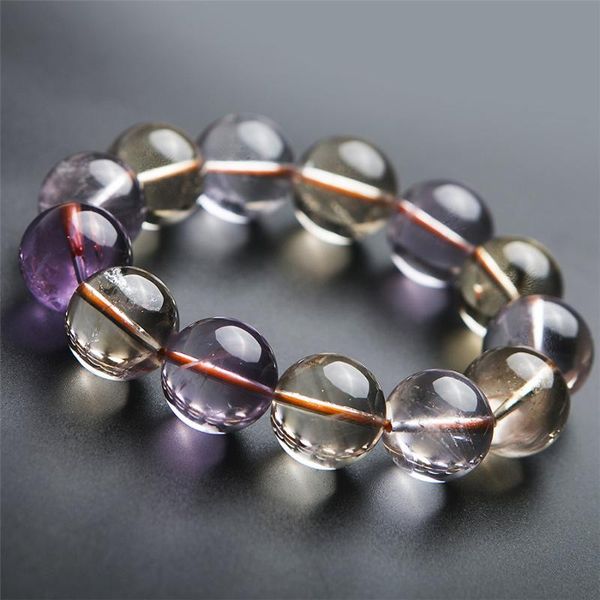 17mm purple yellow natural ame trine quartz crystal big round bead power fitness bracelets for women men drop shipping, Black 
17mm purple yellow natural ame trine quartz crystal big round bead power fitness bracelets for women men drop shipping, Black