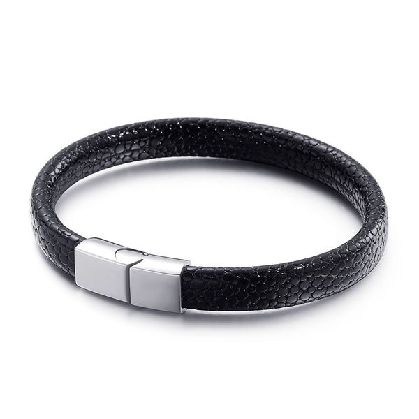 link, chain fashion trend cross-border creative personality snake skin bracelet men's titanium steel leather rope, Black
link, chain fashion trend cross-border creative personality snake skin bracelet men's titanium steel leather rope, Black