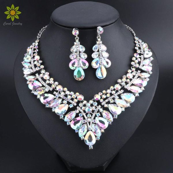 luxury wedding jewelry sets ab color crystal necklace earrings set gifts for women dating party dresses silver color accessories
luxury wedding jewelry sets ab color crystal necklace earrings set gifts for women dating party dresses silver color accessories
