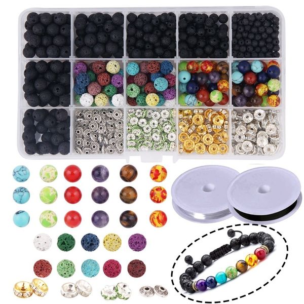 600pcs lava bead bracelet kit bulk black lava rock stone diy jewelry making necklace storage box elastic crystal string t200917, Black;white
600pcs lava bead bracelet kit bulk black lava rock stone diy jewelry making necklace storage box elastic crystal string t200917, Black;white