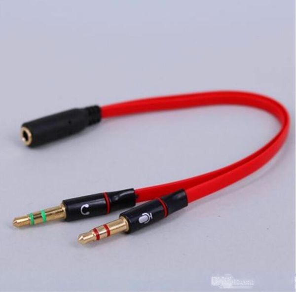 3.5mm mini jack 1 female to 2 male (headset mic) y splitter earphone computer audio cable 
3.5mm mini jack 1 female to 2 male (headset mic) y splitter earphone computer audio cable