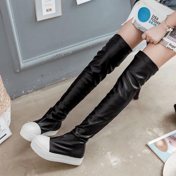 boots us4-11 womens over the knee thigh stretchy match colors round toe platform wedge heel shoes pull on plus size 34-44, Black
boots us4-11 womens over the knee thigh stretchy match colors round toe platform wedge heel shoes pull on plus size 34-44, Black