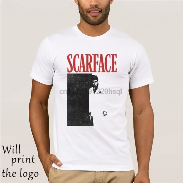 scarface men short sleeve t-shirt white black and red