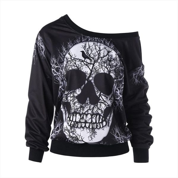 sweatshirt women long sleeve skew neck skull print halloween sweatshirt blouse shirt autumn and winter female coats outwear, Black
sweatshirt women long sleeve skew neck skull print halloween sweatshirt blouse shirt autumn and winter female coats outwear, Black
