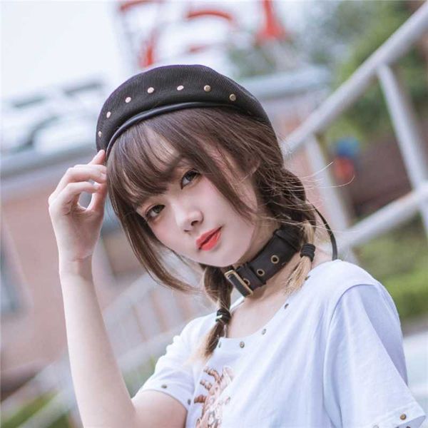 berets street fashion punk rivet summer breathable beret hat black, Blue;gray