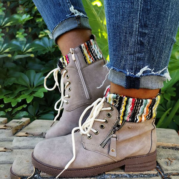 women short ankle boot 2020 woman lace up suede low heels women's zipper casual ladies mix color female sewing shoes plus size, Black
women short ankle boot 2020 woman lace up suede low heels women's zipper casual ladies mix color female sewing shoes plus size, Black