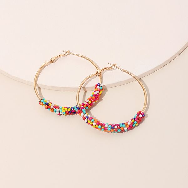 hoop & huggie fashion bohemian colorful rice bead round earrings women's wedding jewelry geometric female accessories, Golden;silver
hoop & huggie fashion bohemian colorful rice bead round earrings women's wedding jewelry geometric female accessories, Golden;silver
