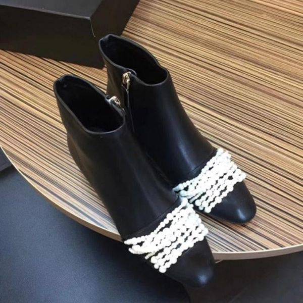 classic pearl string women's boots genuine leather women's boots elegant ladies short 35-40, Black
classic pearl string women's boots genuine leather women's boots elegant ladies short 35-40, Black