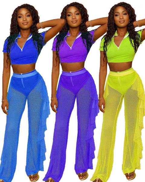 see through short sleeve solid color skinny designer two piece pants gauze ruffle v-neck womens 2pcs summer, White
see through short sleeve solid color skinny designer two piece pants gauze ruffle v-neck womens 2pcs summer, White
