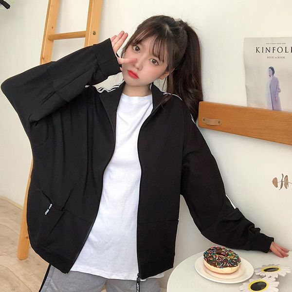 standing collar ulzzang sweater women's spring coat zippersweater zipperand autumn thin loose korean style trendy ins lazy style bf ear, Black
standing collar ulzzang sweater women's spring coat zippersweater zipperand autumn thin loose korean style trendy ins lazy style bf ear, Black