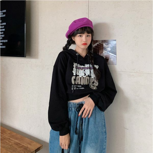 spring and autumn hooded ins elegant korean style internet red super temperament long sleeve short slimming versatile sweaterswe, Black
spring and autumn hooded ins elegant korean style internet red super temperament long sleeve short slimming versatile sweaterswe, Black