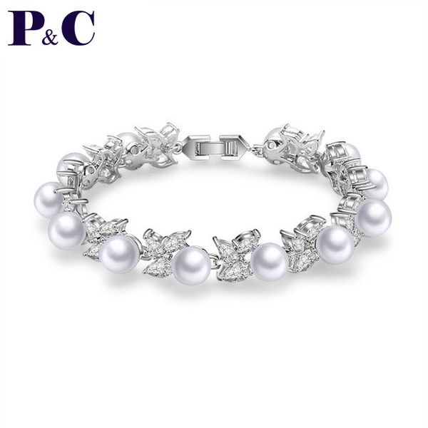 charm bracelets elegant zirconia simulation pearl flower romantic fashion bracelet for bridal jewelry women gift, Golden;silver
charm bracelets elegant zirconia simulation pearl flower romantic fashion bracelet for bridal jewelry women gift, Golden;silver