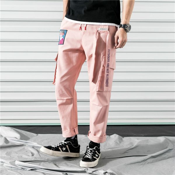 men's pants cargo harem pink mens casual joggers baggy ribbon tactical trousers harajuku streetwear hip hop men, Black
men's pants cargo harem pink mens casual joggers baggy ribbon tactical trousers harajuku streetwear hip hop men, Black