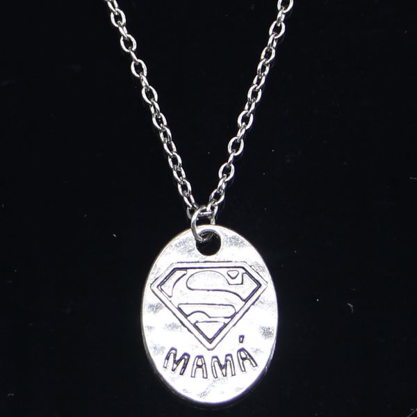 

20pcs New Fashion Necklace 25x18mm superman mama Pendants Short Long Women Men Colar Gift Jewelry Choker 0927