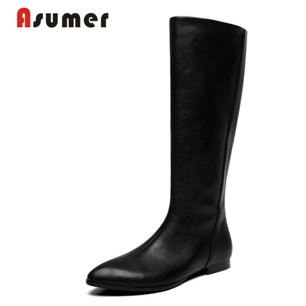 asumer 2020 new genuine leather boots casual shoes flat knee high boots women shoes autumn winter botas, Black
asumer 2020 new genuine leather boots casual shoes flat knee high boots women shoes autumn winter botas, Black