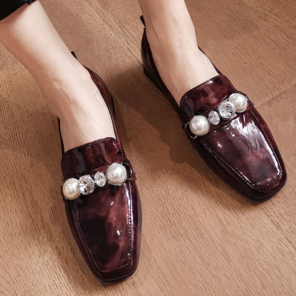 square toe real leather crystal loafers pearl leather women single shoes slip-on low heels pumps sping ladies shoes for girls, Black
square toe real leather crystal loafers pearl leather women single shoes slip-on low heels pumps sping ladies shoes for girls, Black
