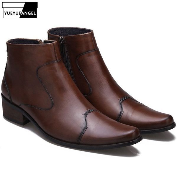 handmade men formal ankle boots genuine leather pointed toe high heels side zip boots fashion wedding party dress shoes 37-44, Black
handmade men formal ankle boots genuine leather pointed toe high heels side zip boots fashion wedding party dress shoes 37-44, Black