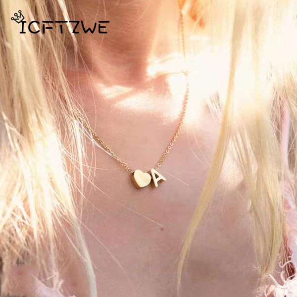pendant necklaces fashion tiny heart initial letter for women stainless steel gold choker necklace bff jewelry gift, Silver
pendant necklaces fashion tiny heart initial letter for women stainless steel gold choker necklace bff jewelry gift, Silver