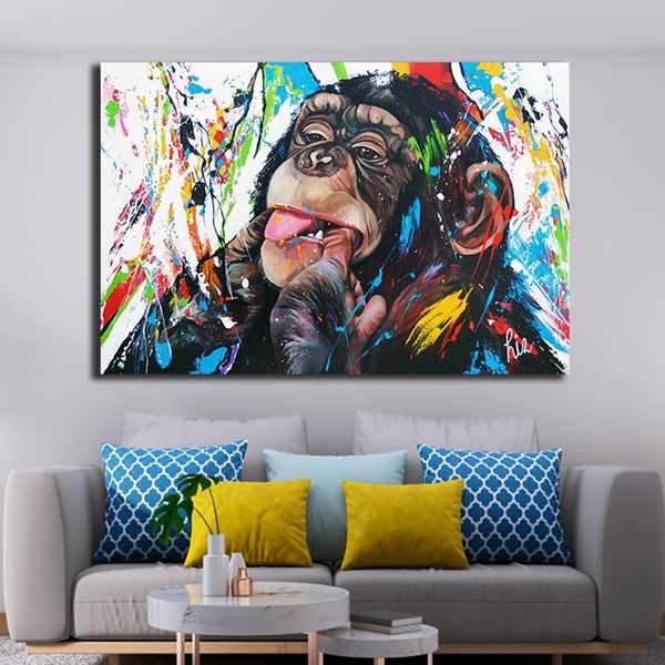 funny colorful cute monkey graffiti oil painting modern pop art poster prints abstract wall canvas pictures for living room home decoration
funny colorful cute monkey graffiti oil painting modern pop art poster prints abstract wall canvas pictures for living room home decoration