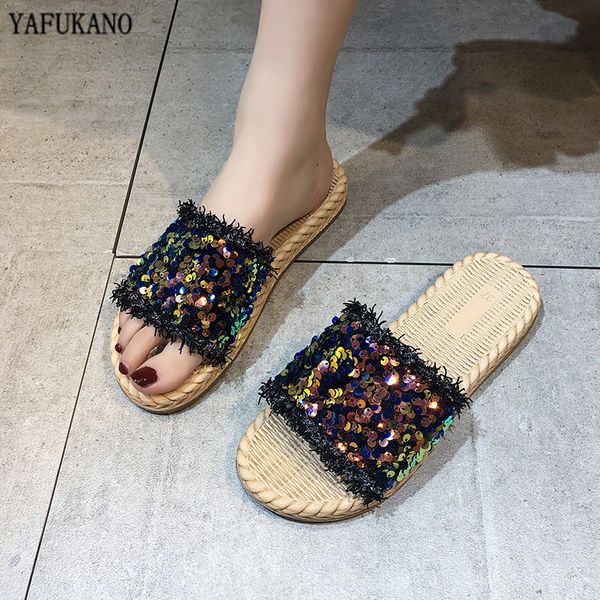 shining bling slippers 2020 summer women sandals lady elegant sweet outdoor flat slides fashion cute beach flip flops size 35-40, Black
shining bling slippers 2020 summer women sandals lady elegant sweet outdoor flat slides fashion cute beach flip flops size 35-40, Black