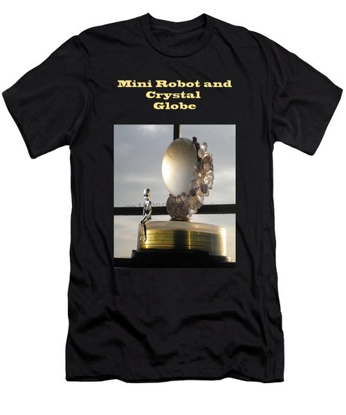 mini robot and crystal globe mens t-shirt