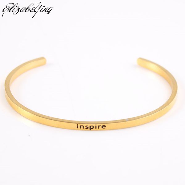 gold color 316l stainless steel engraved inspire inspirational quote mantra bracelet bangle for women, Black
gold color 316l stainless steel engraved inspire inspirational quote mantra bracelet bangle for women, Black