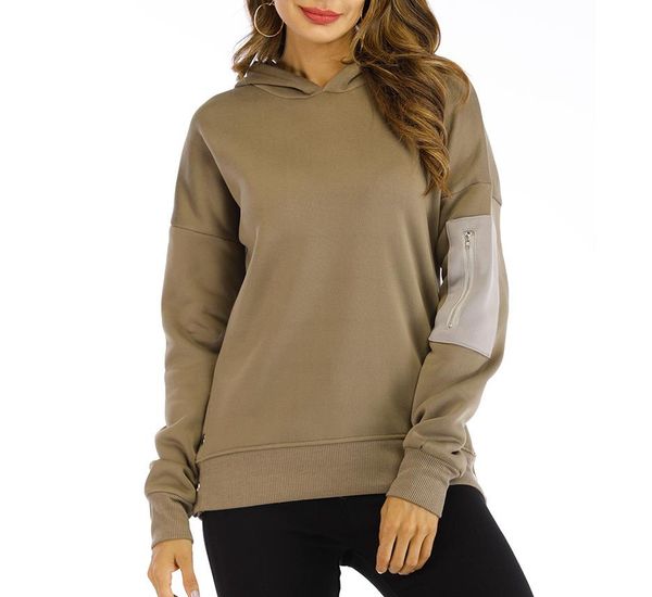 2020 style women's fashion casual solid color hooded pocket long sleeve pullover sweater, Black
2020 style women's fashion casual solid color hooded pocket long sleeve pullover sweater, Black