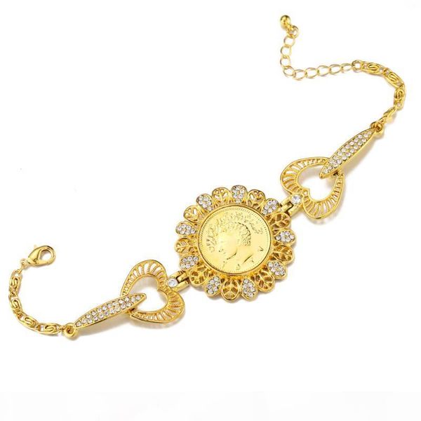 js & sth muslim charm bracelets for women vintage rhinestone heart gold color luxury bracelet punk jewelry, Golden;silver
js & sth muslim charm bracelets for women vintage rhinestone heart gold color luxury bracelet punk jewelry, Golden;silver