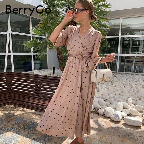 berrygo polka dot elegant women dress puff sleeve vintage long party dress v neck sash streetwear wrap dress vestido work wear, Black;gray
berrygo polka dot elegant women dress puff sleeve vintage long party dress v neck sash streetwear wrap dress vestido work wear, Black;gray